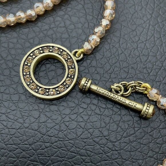 Heidi Daus Necklace Staying In Line Beaded Golden Faceted Multi Color Crystal - Picture 8 of 14